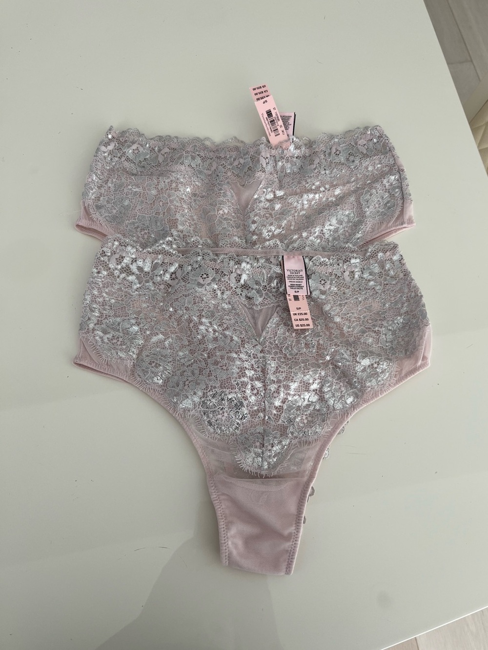 Victoria's Secret Dream Angels High-Rise Luxe Lace Cheeky Panties 2 piece Size S